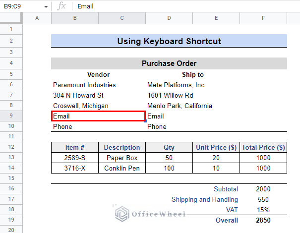 add comment in google sheets using keyboard