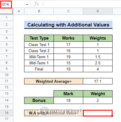 select desired cell for calculating with additional values