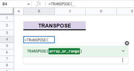TRANSPOSE function