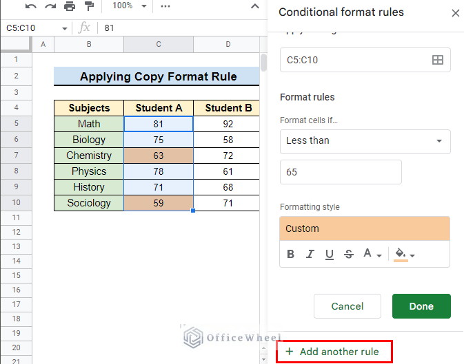 add another rule to copy paste using copy format rule