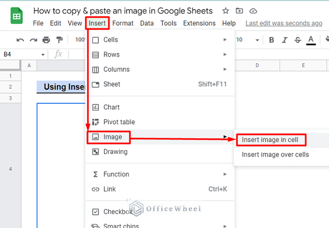 Google Sheets' Insert Image in Cell Option to Copy and Paste Image