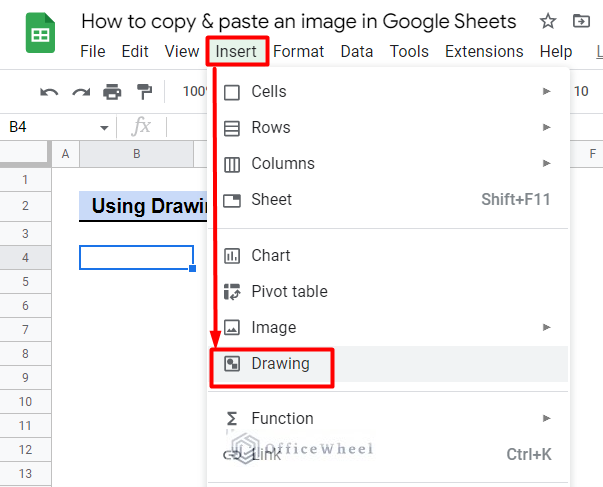 Copy and Paste Image in Google Sheets UIsing Drawing Option