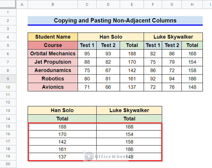 how to Copy and Paste Multiple Non-Adjacent Columns in Google Sheets