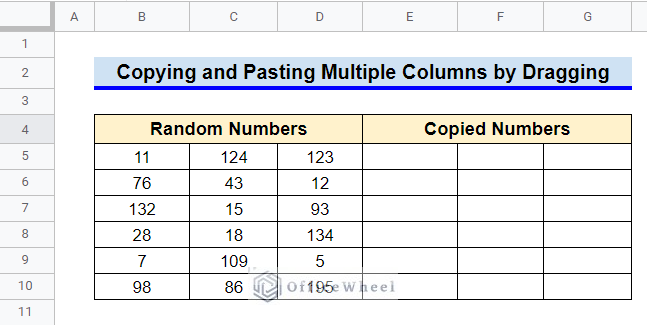 How to Copy and Paste Multiple Columns by Dragging