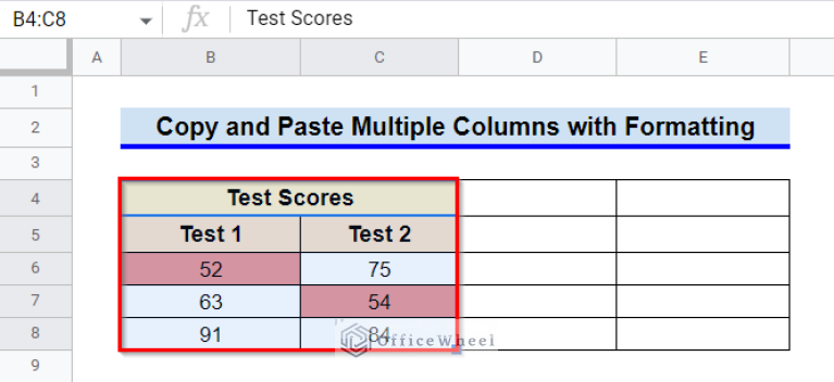 How to Copy and Paste Multiple Columns in Google Sheets