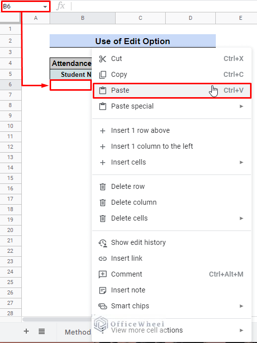 how to paste in a new sheet using mouse in google sheets