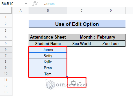 copy and paste using the edit option google sheets 