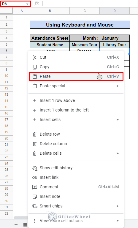 how to paste multiple rows in google sheets using mouse