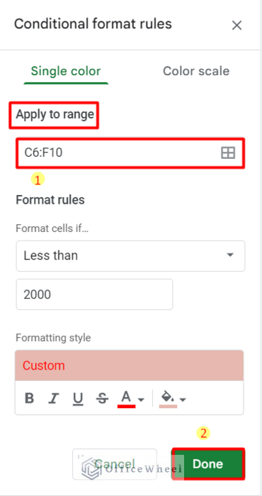 Expand the Conditional Formatting Rule