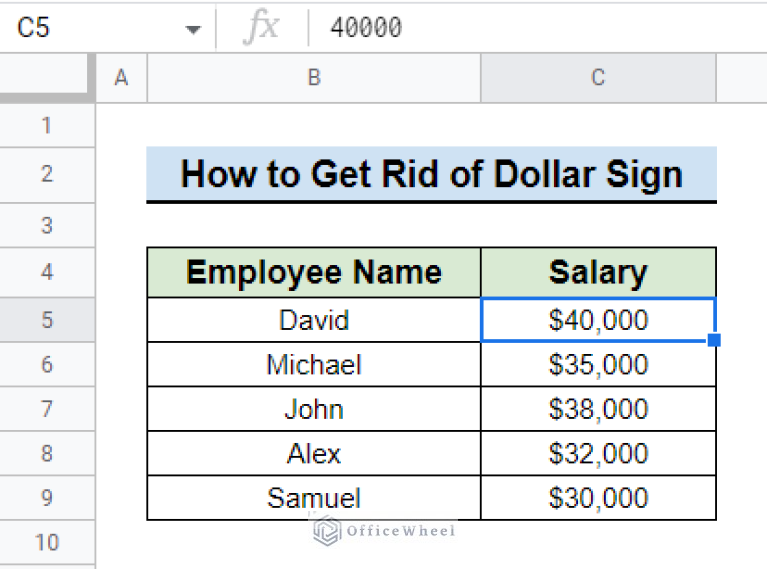 How to Get Rid of Dollar Sign in Google Sheets (3 Effective Ways)