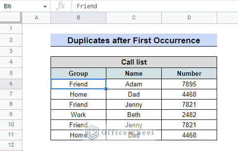 highlight duplicates after first occurrence dataset for google sheets