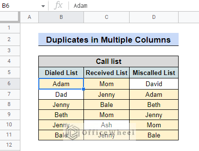 highlighted duplicates in multiple column output