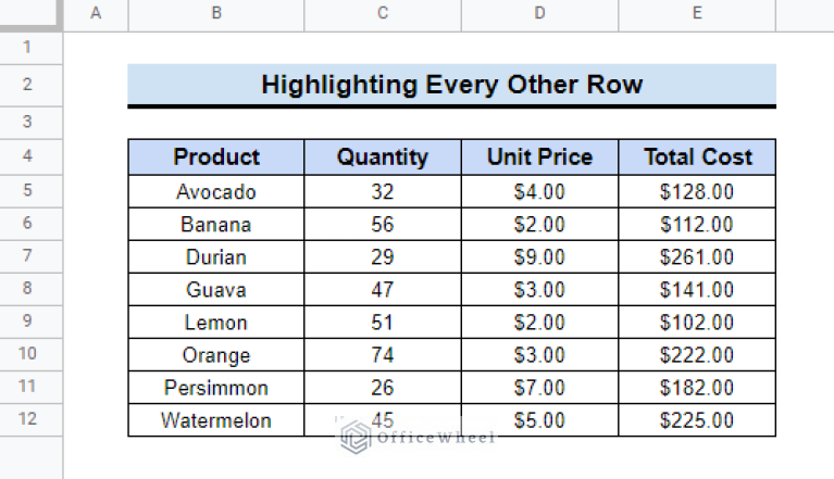 How To Highlight Every Other Row In Google Sheets Methods