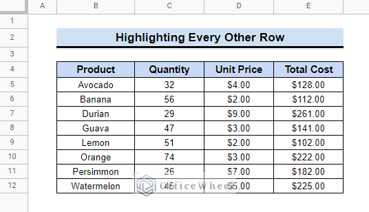 how to highlight every other row in google sheets 