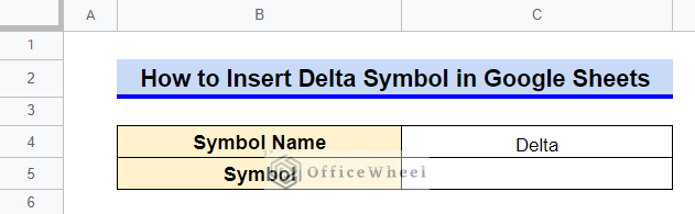 How to Insert Delta Symbol in Google Sheets