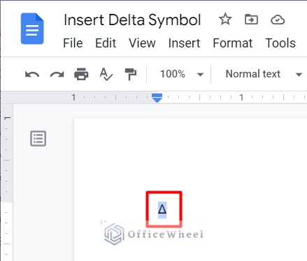 Copying Delta symbol from Google Docs