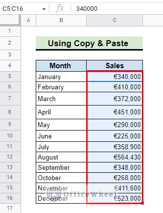 Paste Euro symbol in Google Sheets from Google Docs