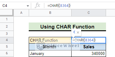 Applying the formula of CHAR function