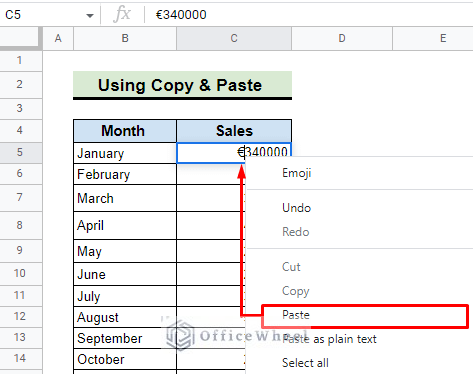 Use google search to insert euro symbol in google sheets