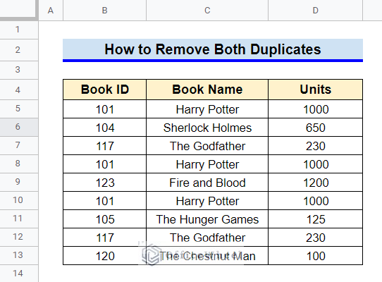 how to remove both duplicates in google sheets
