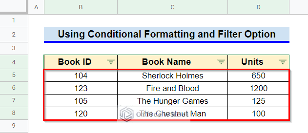How to Use Conditional Formatting and Filter Option to remove both duplicates in Google Sheets