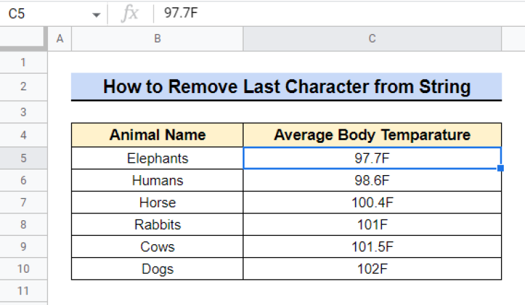 How to Remove Last Character from String in Google Sheets