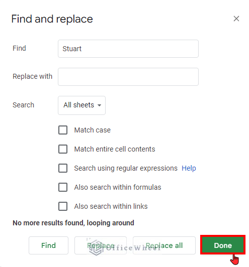 press done after search for How to Search in All Sheets in Google Sheets