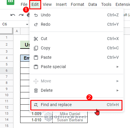 select find and replace to Search in All Sheets in Google Sheets