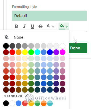 customize color for selected cells