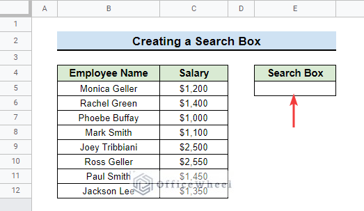 Create a Search Box Using Conditional Formatting to search in a Column