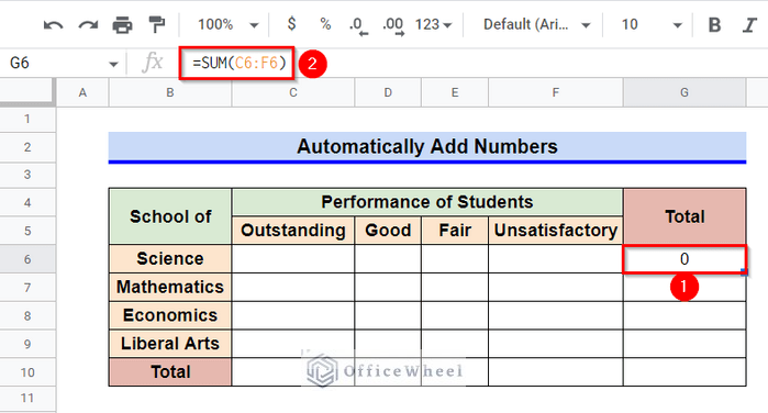How to Automatically Add Numbers in Google Sheets using SUM function