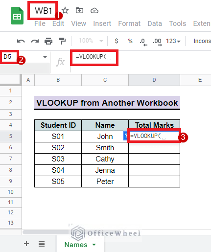 VLOOKUP function insert to import data from another workbook