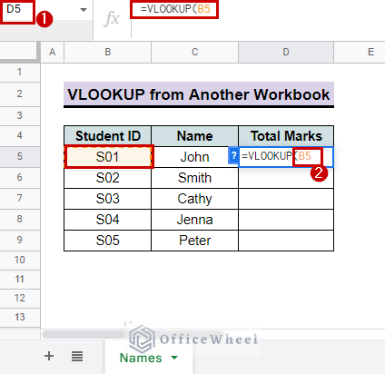 inserting cell name for VLOOKUP function