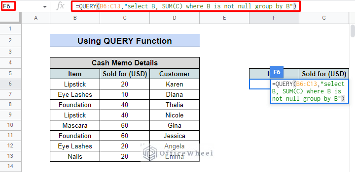formulation of query function