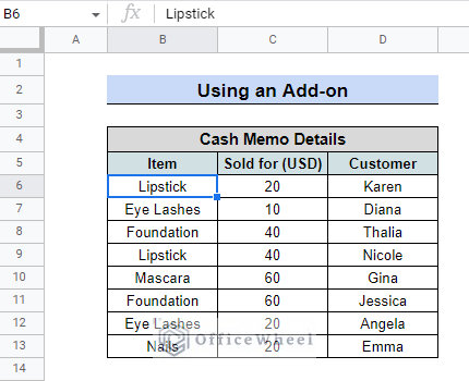 database for using add-on to merge duplicates in google sheets