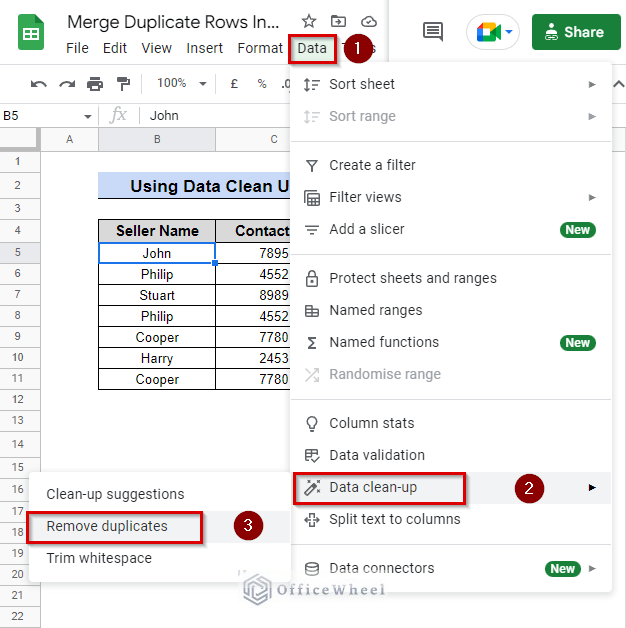 navigating through data clean up to find remove duplicate tool
