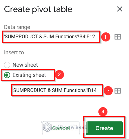 Combining SUMPRODUCT and SUM Functions to Calculate Weighted Average Using Pivot Table in Google Sheets