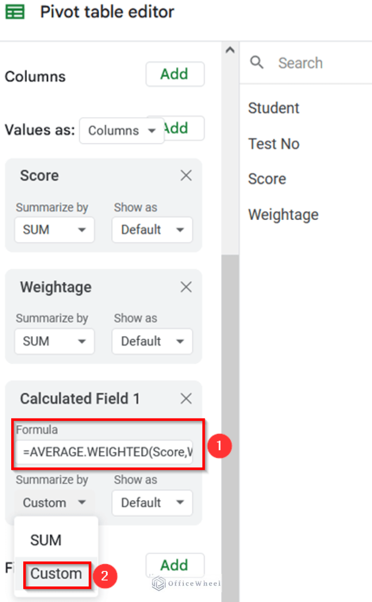 Calculate Weighted Average Using Pivot Table in Google Sheets