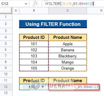 Using FILTER Function as an Alternative to VLOOKUP in Google Sheets