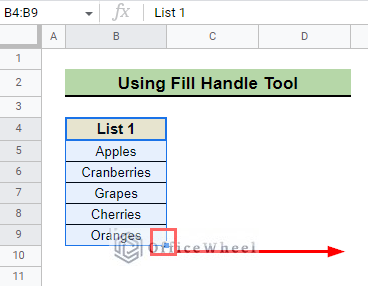 Using Fill Handle Tool to Copy and Paste Formatting in Google Sheets