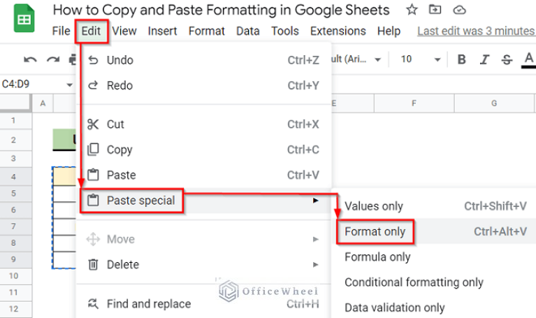 How to Copy and Paste Formatting in Google Sheets (5 Ways)