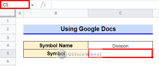 selecting cell in Google sheets