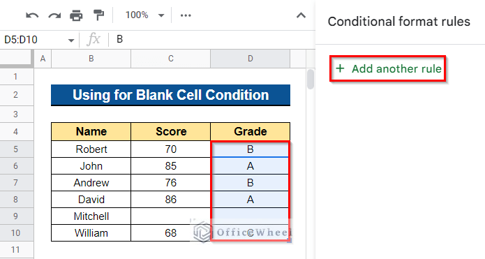 Employing VLOOKUP for Conditional Formatting Blank Cell Condition in Google Sheets