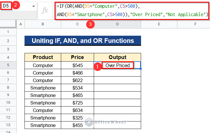 Uniting IF, AND, and OR Functions in Google Sheets
