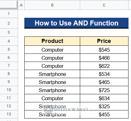How to Use AND Function in Google Sheets