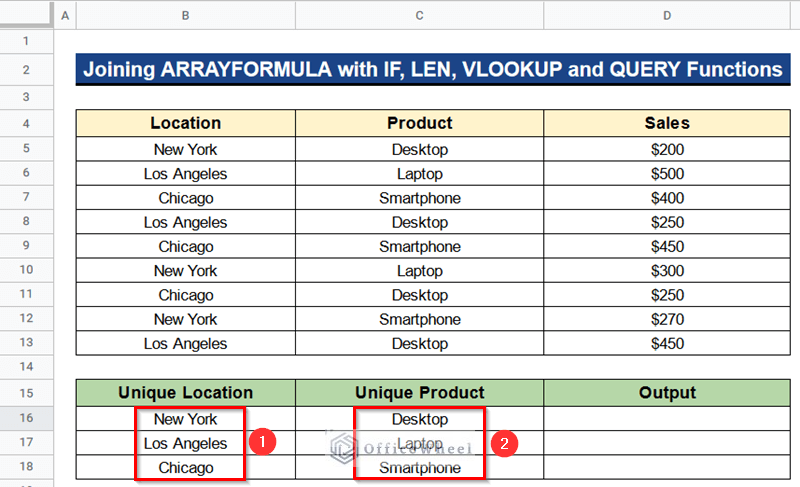 Joining ARRAYFORMULA with IF, LEN, VLOOKUP, and QUERY Functions in Google Sheets