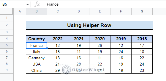 Using Helper Row to combine vlookup and hlookup google sheets 