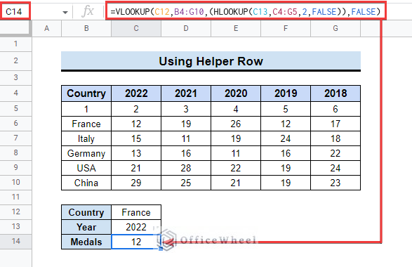 Combine VLOOKUP and HLOOKUP Functions in Google Sheets