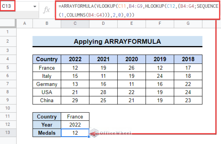 Combine VLOOKUP and HLOOKUP Functions in Google Sheets
