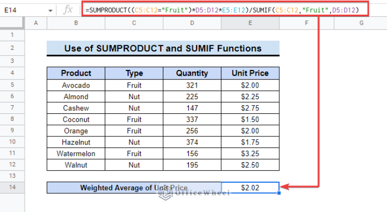 how-to-calculate-conditional-weighted-average-in-google-sheets